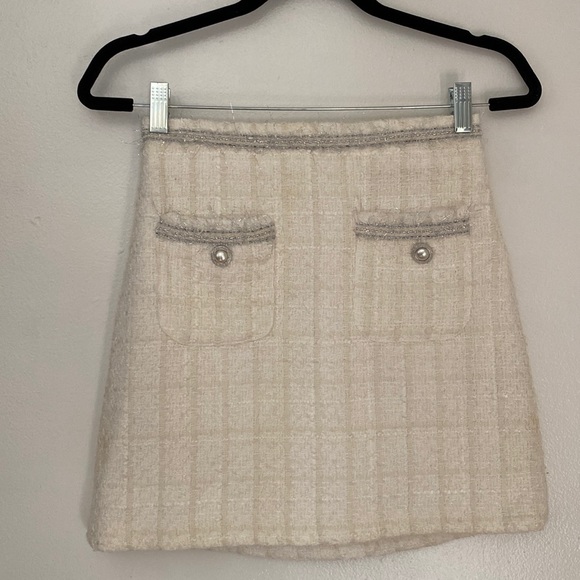 Zara Dresses & Skirts - Zara Snow White Tweed High-Waist Skirt